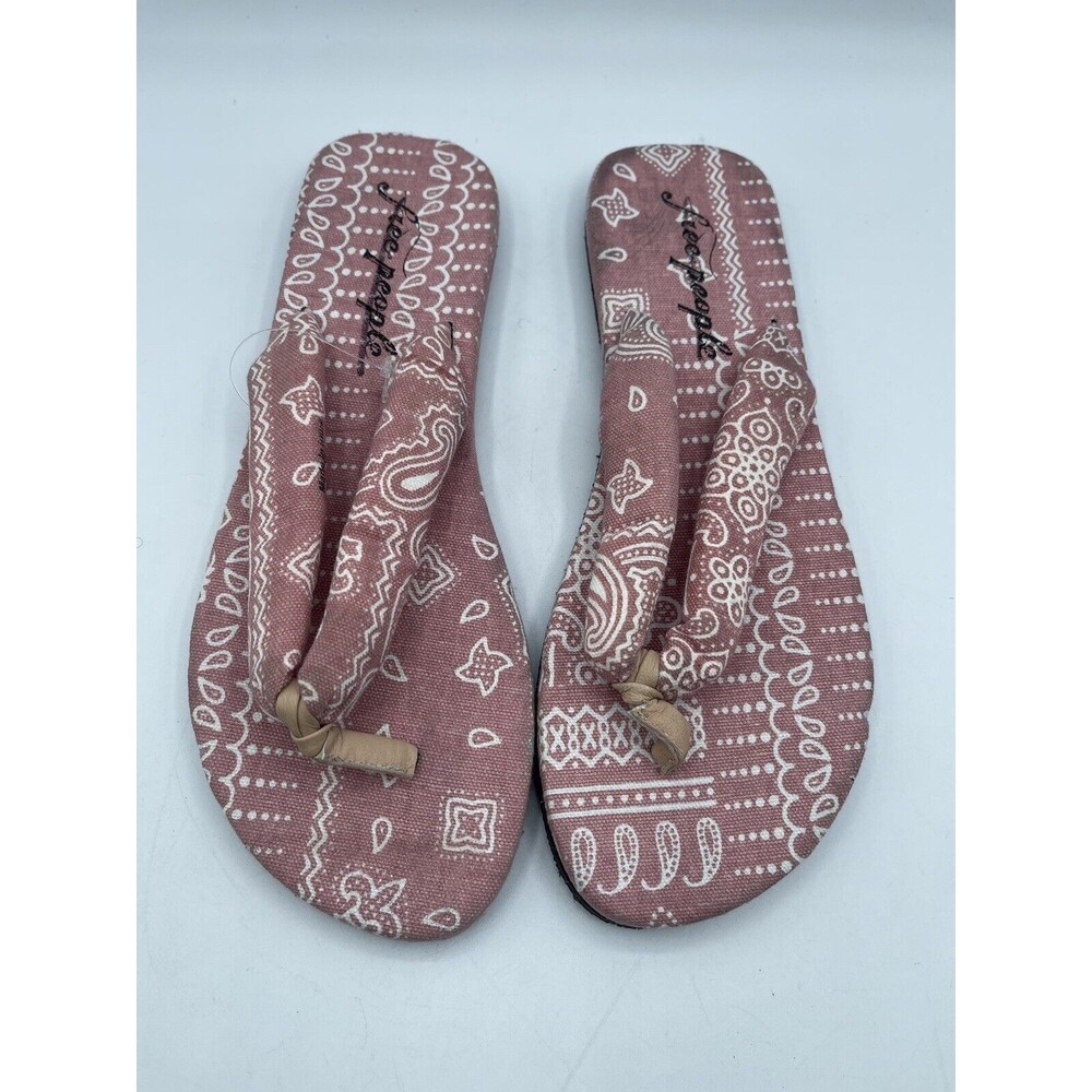FREE PEOPLE Es Verdra Cotton Thong Sandals - Pink Paisley Pattern- EU39/US8.5